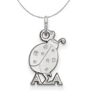 Sterling Silver Alpha Sigma Alpha XS (Tiny) Pendant Necklace - 24 Inch